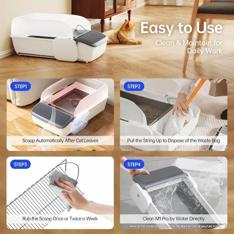 Automatic Smart Litter Box, Self-Cleaning Cat Litter Box.